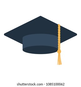 Graduation cap icon. Flat color design. Vector illustration.