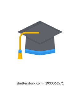 Graduation Cap Icon Flat Color Vector