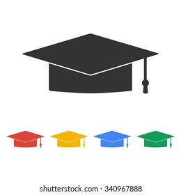 Graduation cap icon. Flat design style eps 10