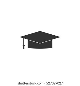 Graduation cap icon flat. Illustration isolated vector sign symbol