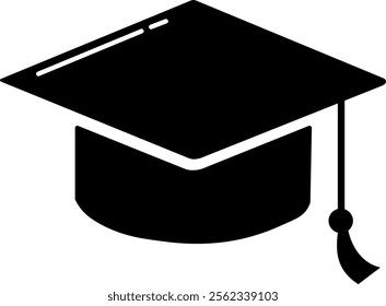 Graduation Cap Icon in Flat Minimalist Style