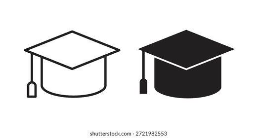 Graduation cap icon flat simple icon. Liner version - stock vector.