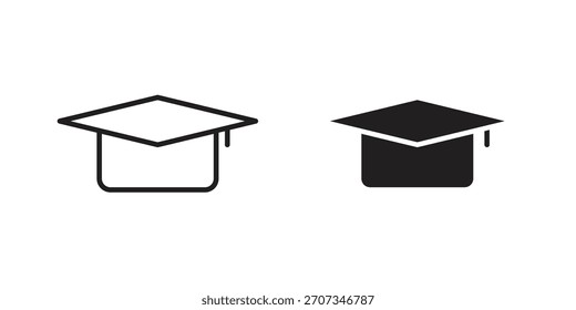 Graduation cap icon. flat and stroke style Collection. simple symbol