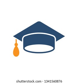 Graduation cap icon in flat style. Education hat vector illustration on white isolated background. University bachelor business concept.