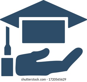 Graduation cap icon in flat style.
