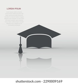 Graduation cap icon in flat style. Finish education sign illustration pictogram. Education business concept.