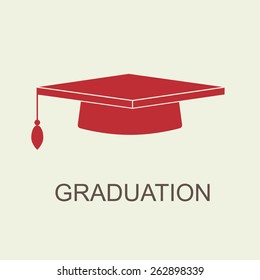 Graduation cap icon in flat style. Vector illustration.