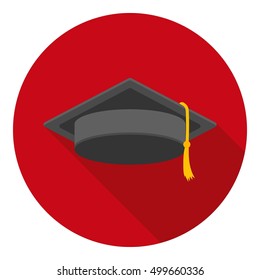 Graduation cap icon in flat style isolated on white background. Hats symbol stock vector illustration.