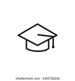 Graduation cap icon flat trendy