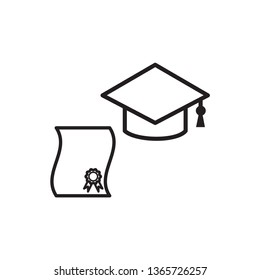 Graduation cap icon flat trendy