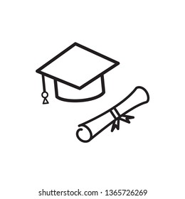 Graduation cap icon flat trendy