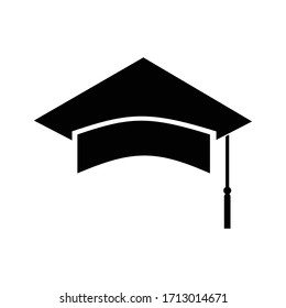 Graduation cap icon flat, Vector illustration.