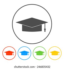 Graduation cap icon. Flat vector illustrator Eps 