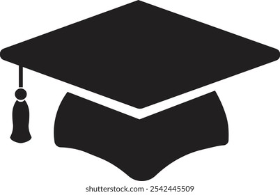 Graduation cap icon glyph version, student hat flat vector sign isolated on transparent background. Academic cap pictogram. Education symbol logo different style web design.