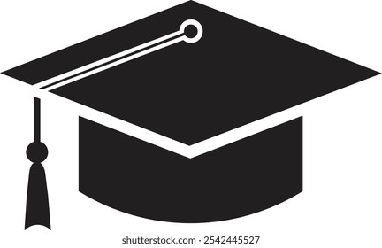 Graduation cap icon glyph version, student hat flat vector sign isolated on transparent background. Academic cap pictogram. Education symbol logo different style web design.