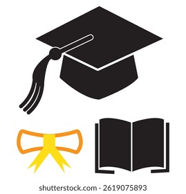 Graduation cap icon glyph version, student hat flat vector design eps 10 