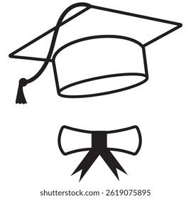 Graduation cap icon glyph version, student hat flat vector design eps 10 