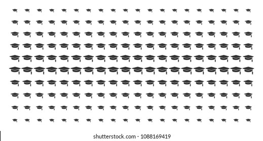 Graduation cap icon halftone pattern, constructed for backgrounds, covers, templates and abstraction concepts. Vector graduation cap items organized into halftone matrix.
