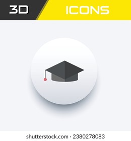 Icono de tapón de graduación, archivo editable de icono 3D de Graduación