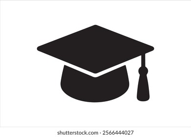 Graduation cap icon. Graduation hat icon. Black graduation hat vector icon on white background.