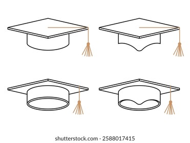 Graduation cap icon. Graduation hat with tassel. Education cap vector icon, graduation symbol