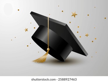 Graduation cap icon. Graduation hat with tassel. Education cap vector icon, graduation symbol