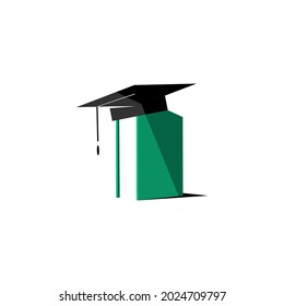 graduation cap icon illustration on a book