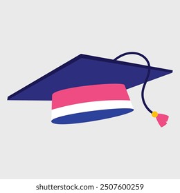 Graduation cap icon illustration on white.