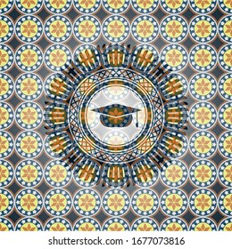 icono del tapón de graduación dentro del emblema de estilo árabe. Decoración árabe.