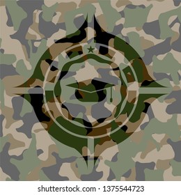 graduation cap icon inside camo texture