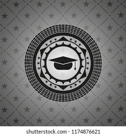 graduation cap icon inside dark badge or emblem