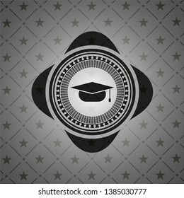 graduation cap icon inside dark emblem