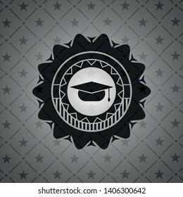 graduation cap icon inside dark emblem