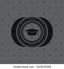 graduation cap icon inside dark badge or emblem