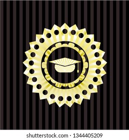 graduation cap icon inside gold badge
