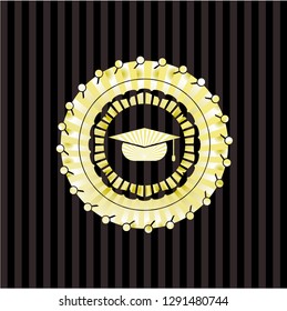 graduation cap icon inside golden badge