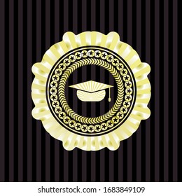 graduation cap icon inside golden badge
