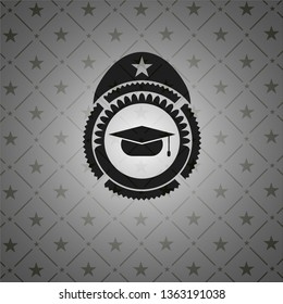 graduation cap icon inside retro style black emblem