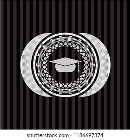 graduation cap icon inside silver badge