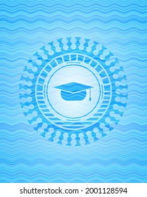 Graduierungskappe Symbol im Wasserwellenstil. 