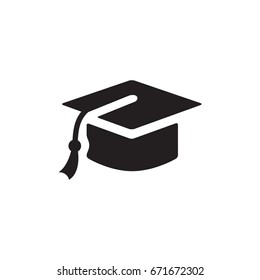 Graduation cap icon, isolate on white background.