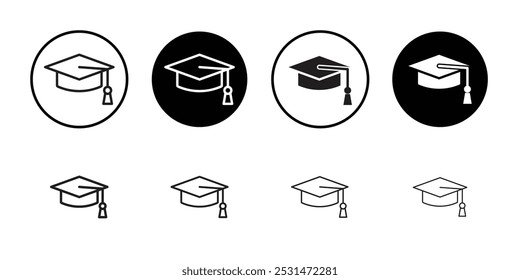 Icono de tapa de graduación Vector plano aislado en el contorno