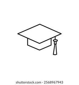 Graduation cap icon Isolated flat vector in outline