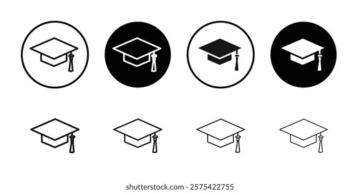 Graduation cap icon Isolated flat vector in outline