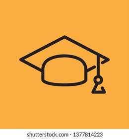 Graduation cap icon isolated on a orrange background. Education concept. Vector illustration can be used for topics like university, graduation, studying

