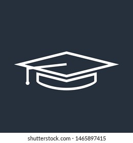 Graduation cap  icon isolated on dark background. Vector illustration