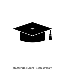 Graduation cap icon isolated on white background. Graduation hat with tassel icon. Flat design. Vector Illustration