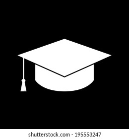 Graduation Cap Icon Isolated on Black Background