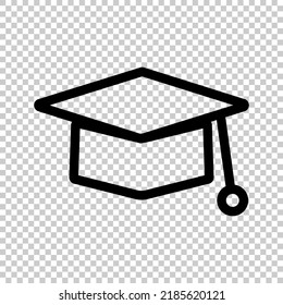 Graduation cap icon isolated on transparent background. Vector.