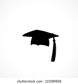 Graduation cap, icon isolated on white background